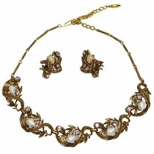 Vintage Coro Baroque Necklace & Earring Set